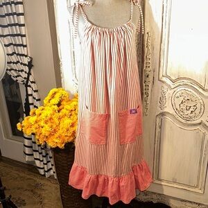 Dress A Girl Around The World Pink Ticking and Gingham CottageCor Prairie Dress